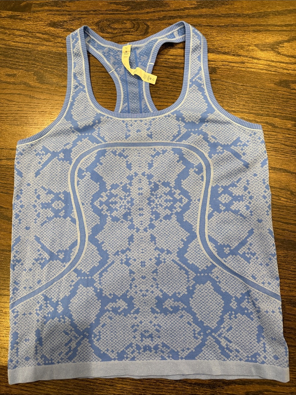 lululemon athletica Light Blue Patterned Racerback Muscle Tee